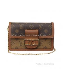 Louis Vuitton M69992 Monogram Textile Since 1854 Dauphine Chain Wallet/  Shoulder/ Crossbody Bag -RFID