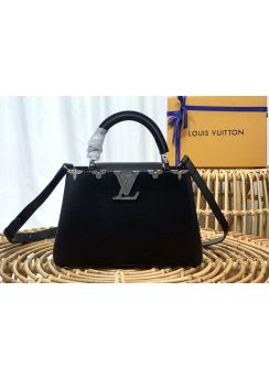 Louis Vuitton Capucines BB Top Handle Shoulder Bag Black Calf Leather M56669 