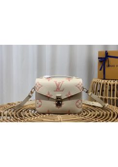 Louis Vuitton Pochette Metis Shoulder Bag Creme Beige Monogram Embossed Leather m45773