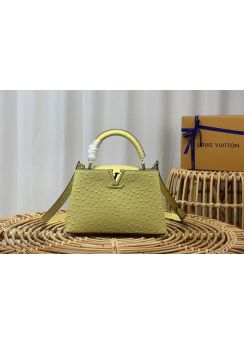 Louis Vuitton Capucines BB Tote Shoulder Bag Yellow Ostrich Embossed Leather N93419
