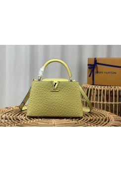 Louis Vuitton Capucines PM Tote Shoulder Bag Yellow Ostrich Embossed Leather N93419