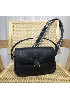 Louis Vuitton Diane Black Monogram Leather Shoulder Crossbody Bag m46386 