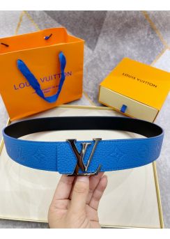 Louis Vuitton LV Initials Taurillon Illusion 40MM Reversible Belt Leather Blue Purple 