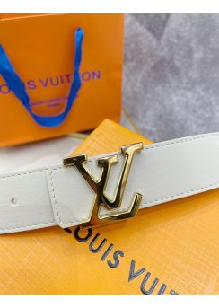 Louis Vuitton LV Initials 35MM Leather White Belt 