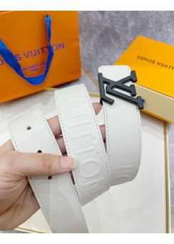 Louis Vuitton LV Initials 35MM White Leather Belt 