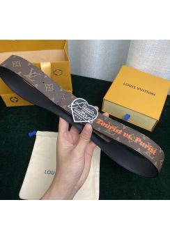 Louis Vuitton x Nigo Monogram Canvas LV Heart Reversible Brown Bracelet Belt  40MM