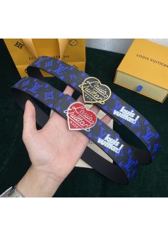 Louis Vuitton x Nigo Monogram Canvas LV Heart Reversible Bracelet Belt Black 40MM