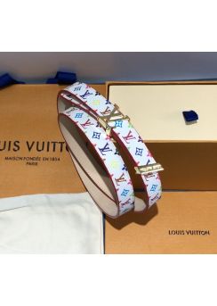 Louis Vuitton Belt LV initiales Belt White Multicolor Canvas 20MM