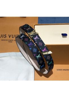Louis Vuitton Belt LV initiales Belt Black Multicolor Canvas 20MM