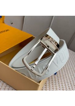 Louis Vuitton LV White Leather Belt 35MM