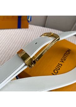 Louis Vuitton LV Leather White Belt 35MM