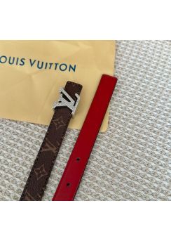 Louis Vuitton Crystals LV Iconic Strass 20MM Red Reversible Belt Monogram Canvas Leather 