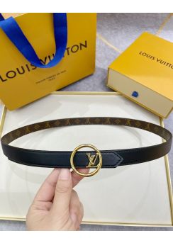 Louis Vuitton LV Eclipse Reversible Belt Circular LV Initials Buckle Black Leather and Monogram Canvas 20MM