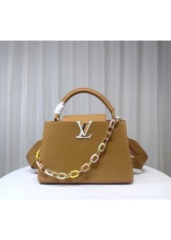Louis Vuitton Capucines BB Beige Leather Chain Bag M21643 