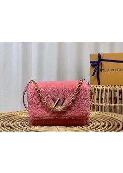Louis Vuitton Twist MM Chain Shoulder Bag Pink Shearling M21040