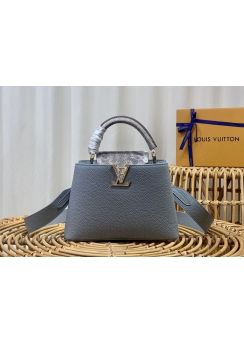 Louis Vuitton Capucines BB Top Handle Shoulder Bag with Python Flap Blue Leather m21166