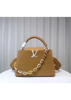 Louis Vuitton Capucines PM Beige Leather Chain Bag M21652 