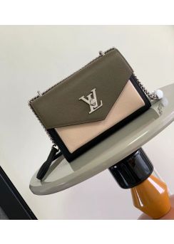 Louis Vuitton Mylockme Chain Shoulder Bag Green Pink Black Calf Leather M51418