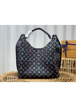 Louis Vuitton Carmel Hobo Shoulder Bag Black Mahina Monogram Calf Leather M5318