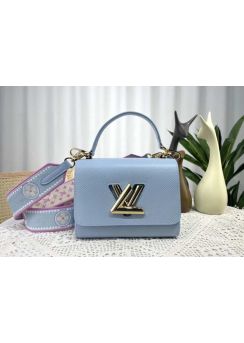 Louis Vuitton Twist PM Flap Shoulder Bag Bleu Nuage Blue Epi Leather M22515 