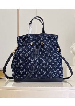Louis Vuitton Monogram Denim Blue Bucket Bag M51235
