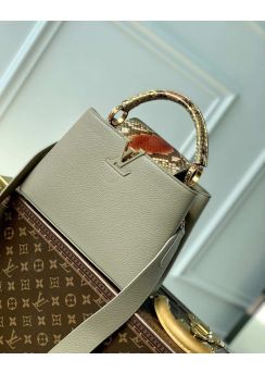 Louis Vuitton Capucines BB Bag with Python Flap Handle Gray Leather M81310