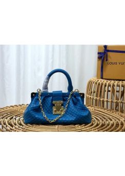 Louis Vuitton Monogram Clutch Blue Calfskin Leather Bag M22326