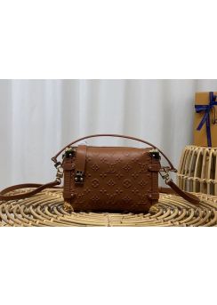 Louis Vuitton Side Trunk Top Handle Bag Brown Monogram Debossed Calfskin Leather M21709