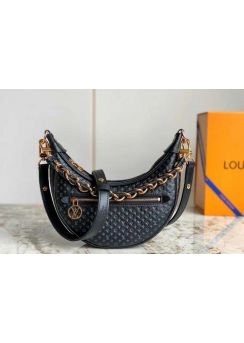 Louis Vuitton Loop Baguette Hobo Shoulder Bag Black Monogram Leather M22591 