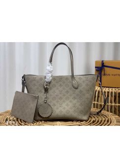 Louis Vuitton Blossom MM Tote Shoulder Crossbody Bag Gray Mahina Calfskin Leather M21852 