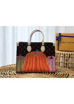 Louis Vuitton LVxYK OnTheGo MM Tote Bag with colorful Pumpkin print m46466 