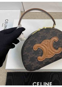 Celine Half Moon Case Cuir Triomphe Canvas Shoulder Crossbody Bag 10K642