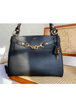 Celine Medium Annabel Top Handle Shoulder Bags Black Supple Calfskin 113343