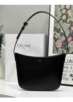 Celine Medium Celine Croque Shoulder Bags Black Shiny Calfskin Leather 112273
