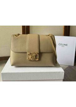 Celine Medium Victoire Shoulder Crossbody Bag Beige Calfskin Leather 115852