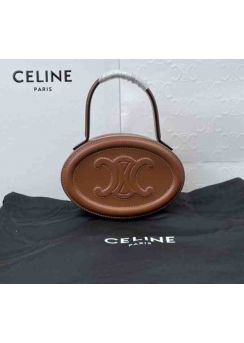 Celine Oval Minaudiere Cuir Triomphe Bag Brown Smooth Calfskin 198613