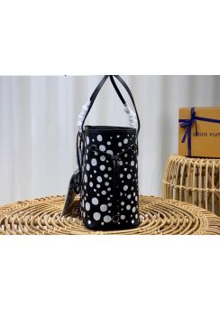 Louis Vuitton LV x YK Neverfull MM Shopping Tote Bag Black and White Infinity Dots Leather m46390 