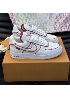 Louis Vuitton x Nike Air Force 1 White Red Leather Sneakers 35To40To46