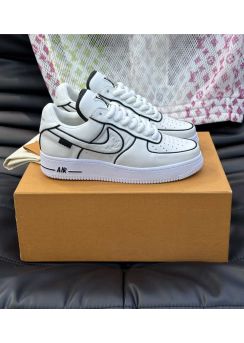 Louis Vuitton x Nike Air Force 1 White Black Leather Sneakers 35To40To46