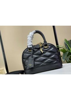 Louis Vuitton Alma BB Top Handle Shoulder Bag Black Padded Lambskin Leather M23666 23x17x11CM