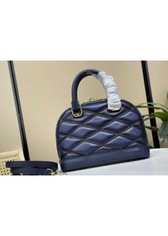 Louis Vuitton Alma BB Top Handle Shoulder Bag Blue Padded Lambskin Leather M23666 