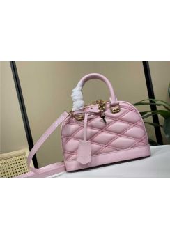 Louis Vuitton Alma BB Top Handle Shoulder Bag Pink Padded Lambskin Leather M23666