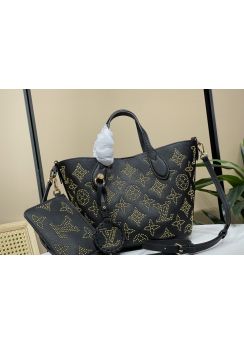 Louis Vuitton Blossom PM Shopping Tote Bag Black Mahina Calfskin M23758 