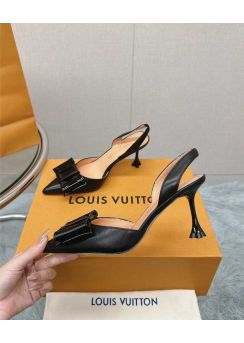 Louis Vuitton Blossom Slingback Pumps with Bowknot Black Leather 75MM 35To42
