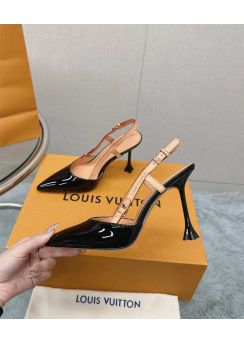 Louis Vuitton Blossom Slingback Pumps Black Patent Leather 95MM 35To42