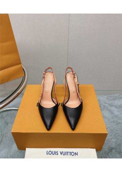 Louis Vuitton Blossom Slingback Pumps Black Calf Leather 95MM 35To42