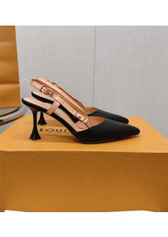Louis Vuitton Blossom Slingback Pumps Black Leather 75MM 35To42