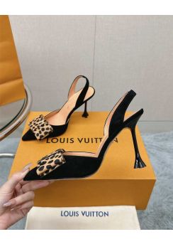 Louis Vuitton Blossom Slingback Pumps with Bowknot Black Suede Calfskin 95MM 35To42