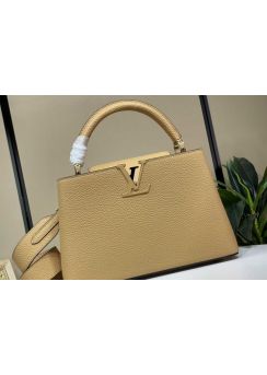 Louis Vuitton Capucines PM Tote Shoulder Bag Beige Grained Cowhide Leather m59227