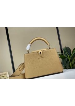 Louis Vuitton Capucines BB Tote Shoulder Bag Beige Grained Cowhide Leather m59227
